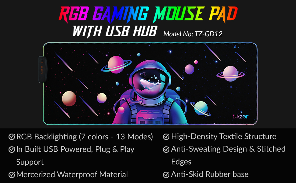 Tukzer RGB RETRO Extended Gaming Mouse Pad, HighSpeed Mouse Tracking