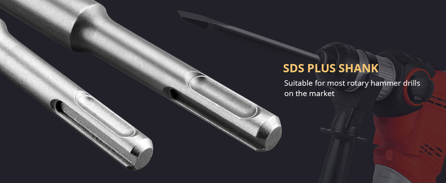AMTOVL SDS Plus Bits, 12PCS Chisel SDS Plus, SDSPlus Chisel Set and