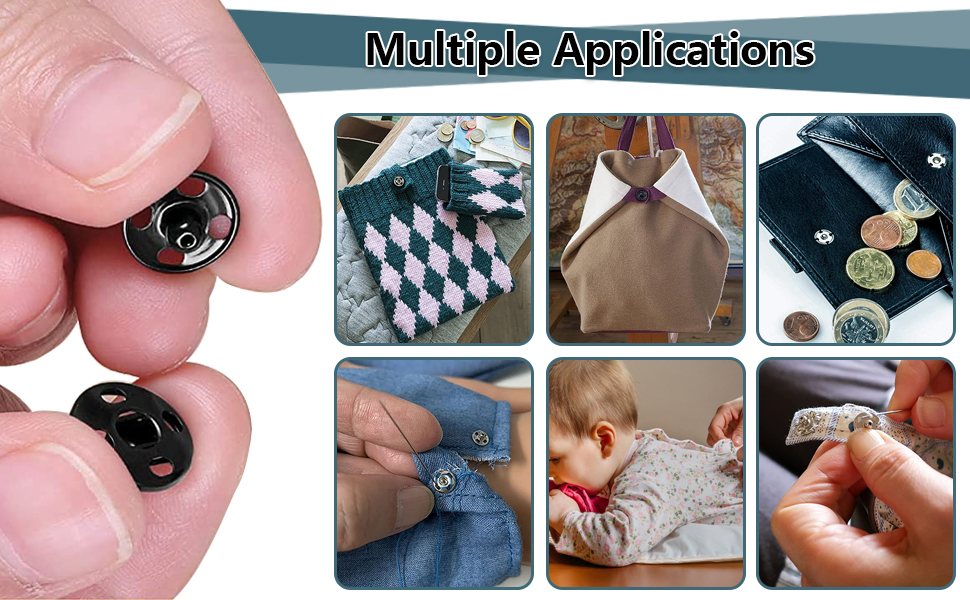 Metal Sewon Snap Button, 100 Sets Invisible Press Snap Buttons