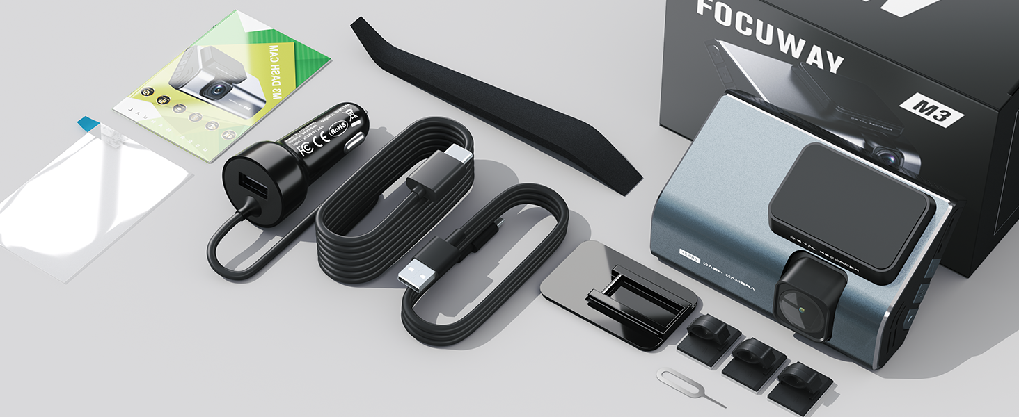 Dash Cam 4K Front Builtin WIFI FOCUWAY 3 Inch LCD Car Dashboard Camera UHD 2160P Dash Camera