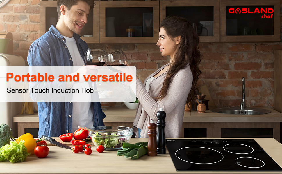 Gasland Chef IH603BF 60cm Built-in Induction Hob, 3 Zones Electric Cooktop 5800W, With Slider Touch Control, Boost Function 13 Induction Cooktop