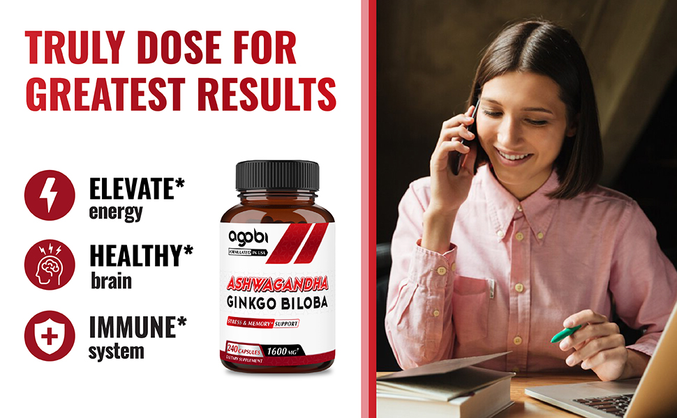 Agobi - Ashwagandha with Ginkgo Biloba - 1600 mg - 240 caps