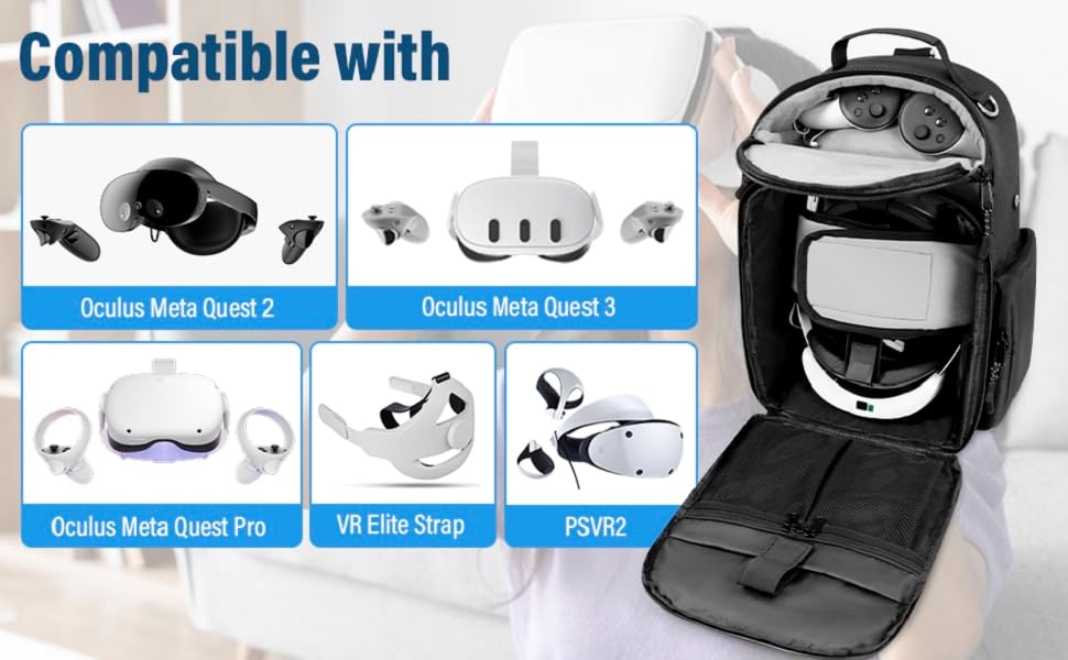 Travel Storage Bag Compatible with Oculus Meta Quest 2/Quest 3