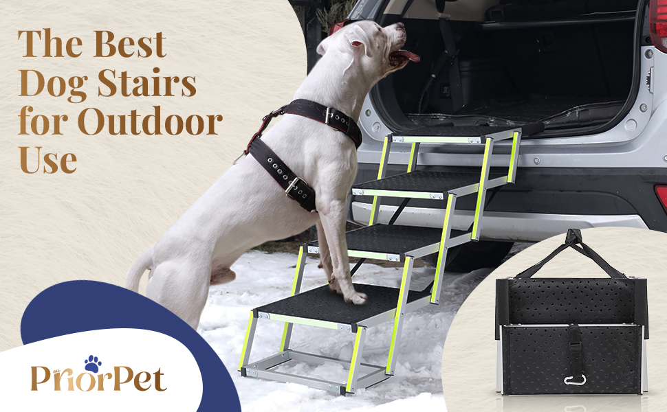 Car dog stair for small & big dogs PRIORPET Glow in the dark marking