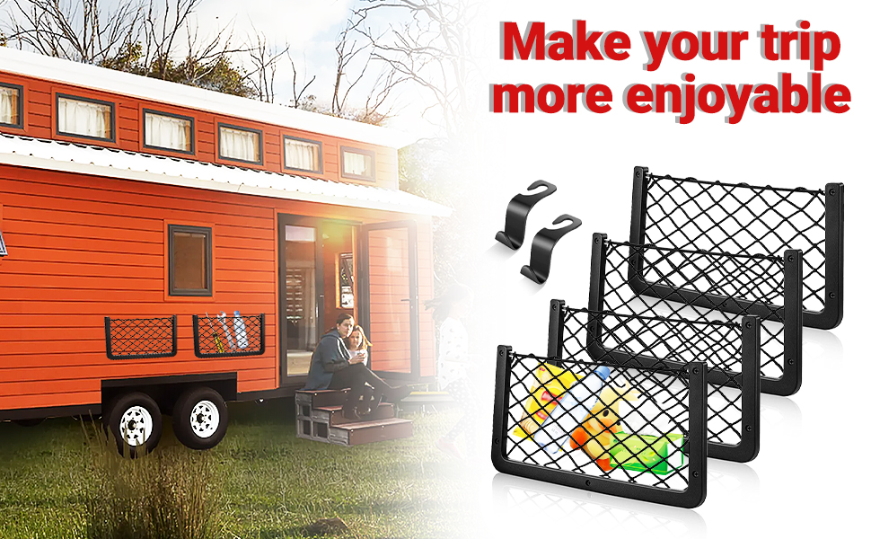 Aimisite Storage Nets for Campervans, 4Pcs Cargo Net Car Storage Net