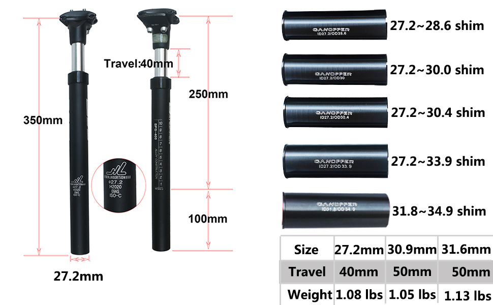 Bicycle Seatpost Suspension Travel 27 30.4 30 31 33 Parameter