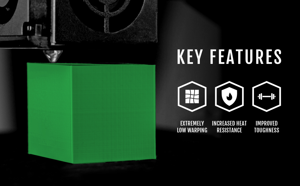 HATCHBOX PLA PRO+ 3D Printer Filament, Dimensional Accuracy +/- 0.03 mm, 1 kg Spool, 1.75 mm, Neon Green 17 pla key features include minimal warping, easy to use and no heating bed required