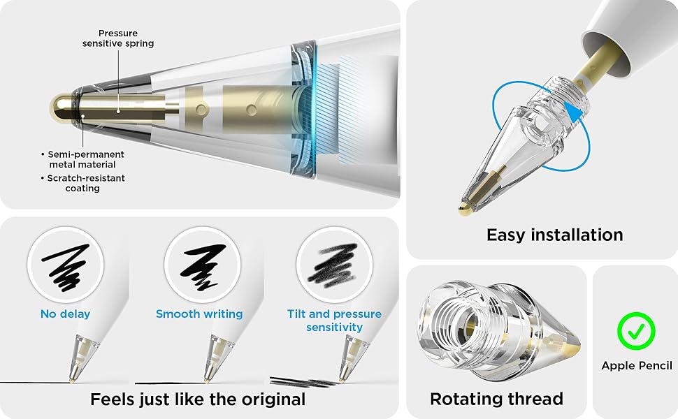 elago 2 Pack Replacement Metal Pencil Tips Compatible with