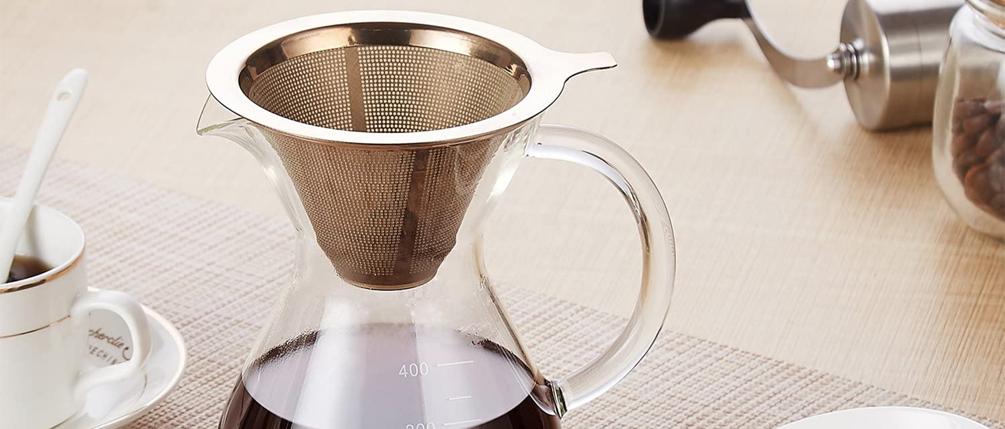 GVODE Pour Over Coffee Maker with Reusable Stainless Steel Mesh Filter,27 Ounce