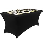 Peomeise 6FT Spandex Table Cover Rectangular Stretch Spandex Tablecloth (Black,6FT)