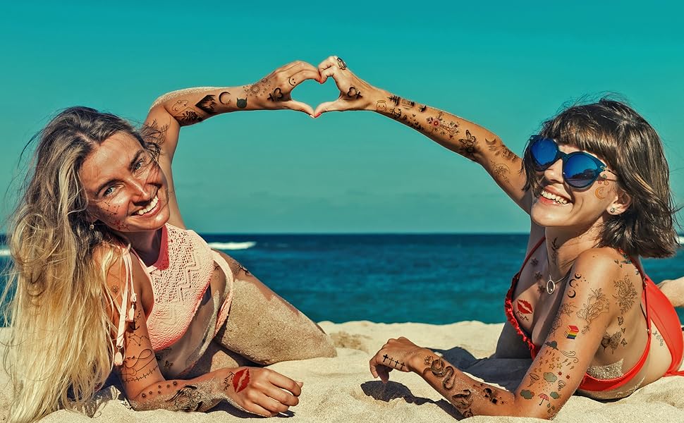 SOOVSY 60 Sheets Tiny Temporary Tattoo for Women Butterfly Arrow Words