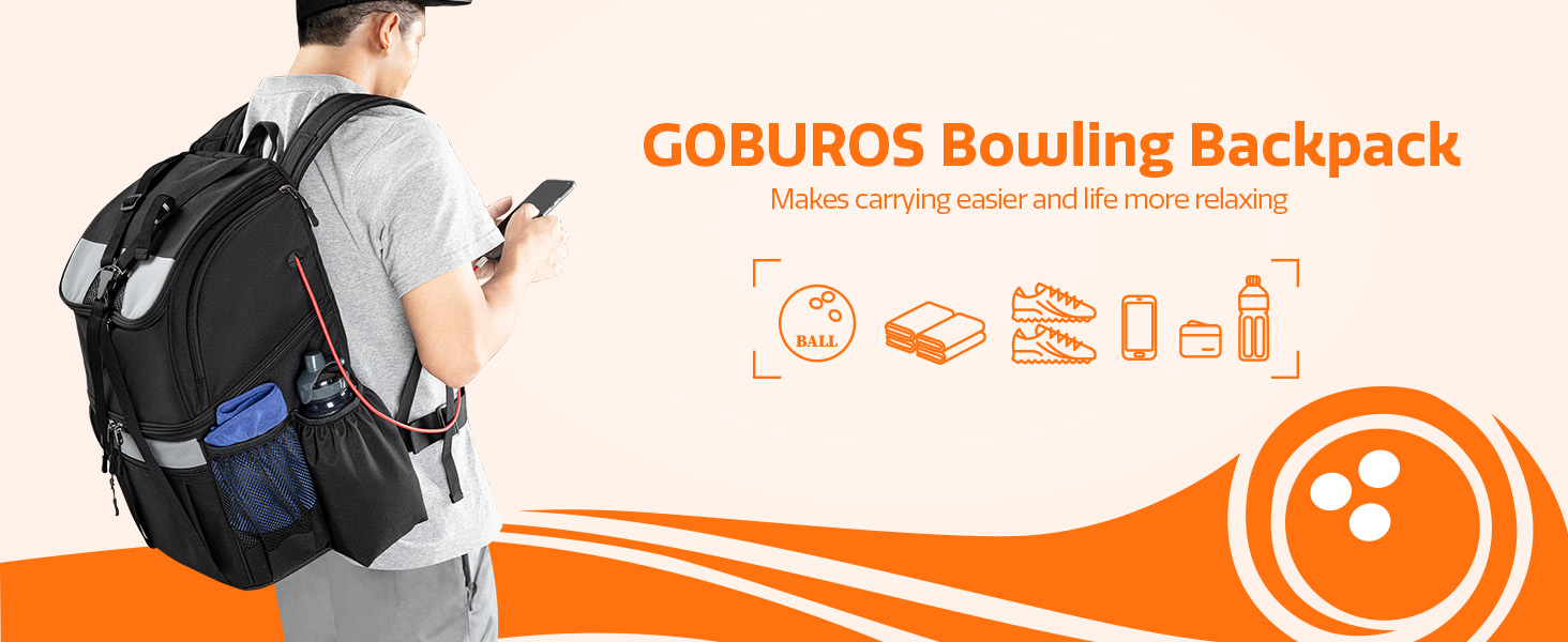 GOBUROS Bowling Backpack with Inner Bowling Tote Bag