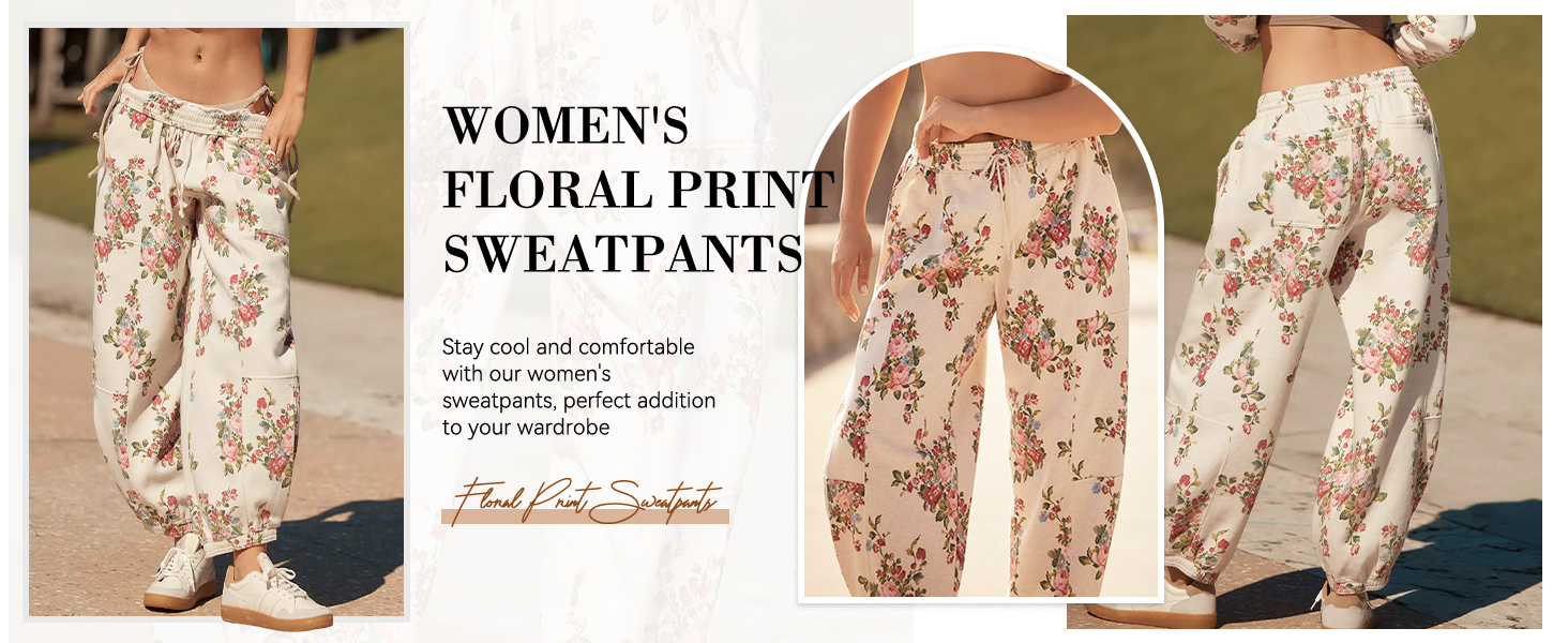 Floral print sweatpants women