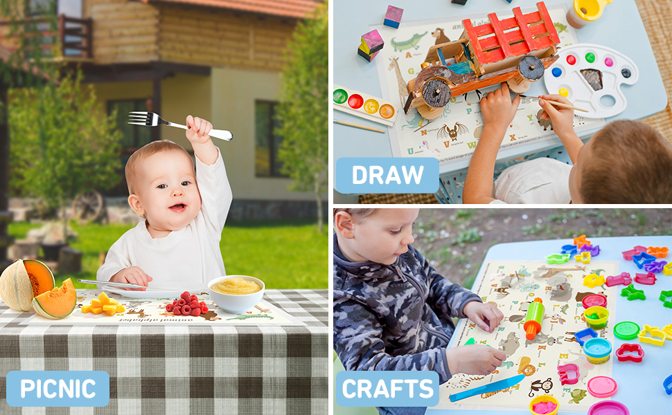 Disposable Stickon Placemats 40 Pack for Baby & Kids