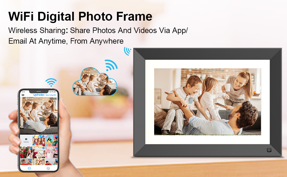 FULLJA WiFi Digital Picture Frame 10.1 Inch Smart