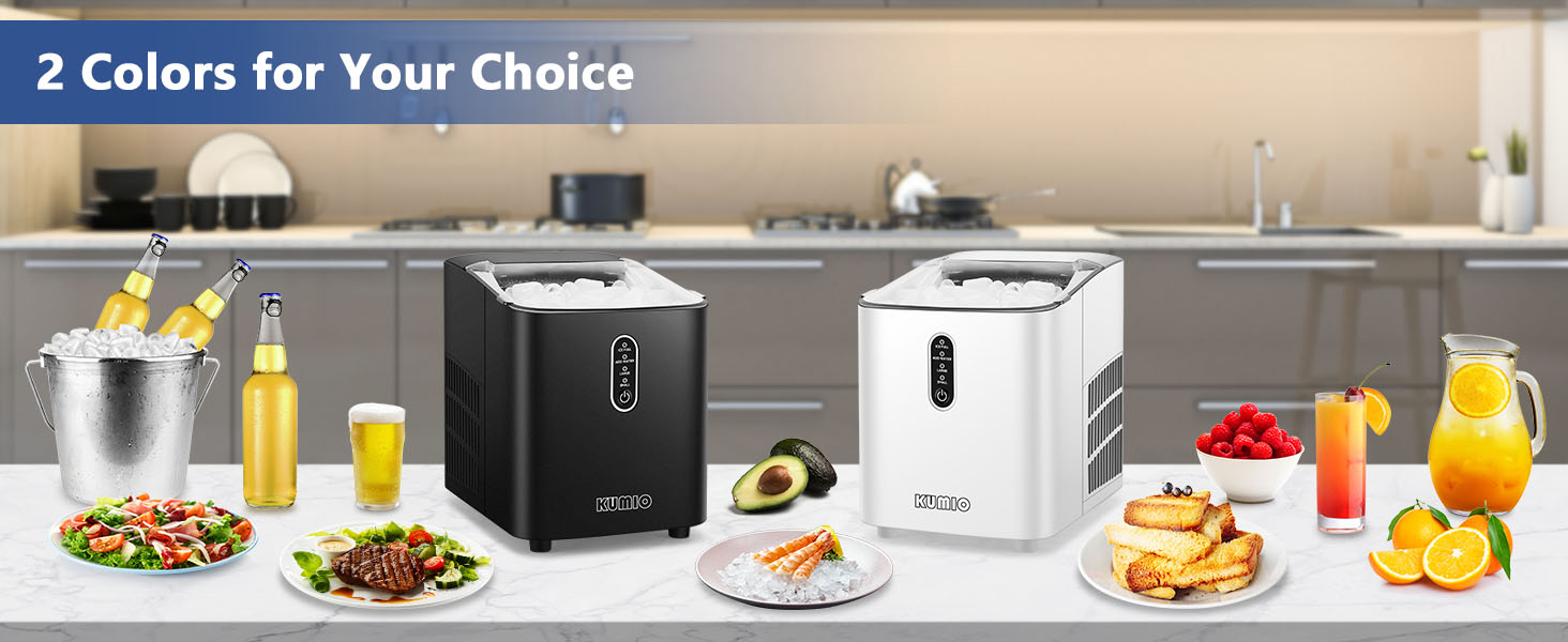 KUMIO Ice Maker, Countertop Ice Maker Machine with SelfCleaning