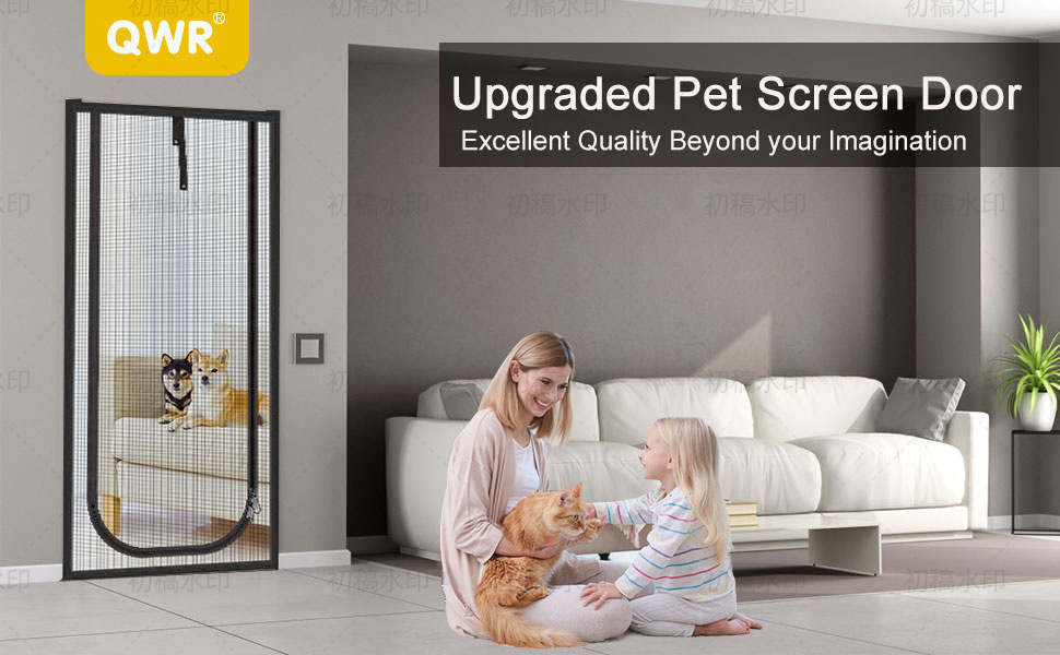 QWR Upgraded Pet Screen Door Fits Doors Up to 30"x80