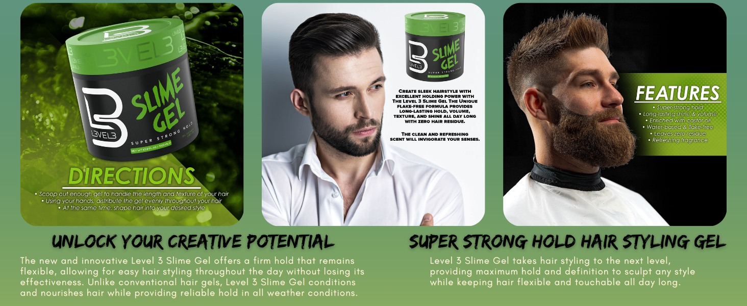 level 3 slime gel no flake hair gel professional strong control gel barber accessories braiding gel