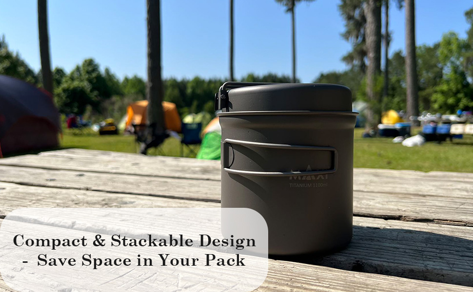 Titanium pan and pot system, Space-Saving Stackable Design for Efficient Packing during camping