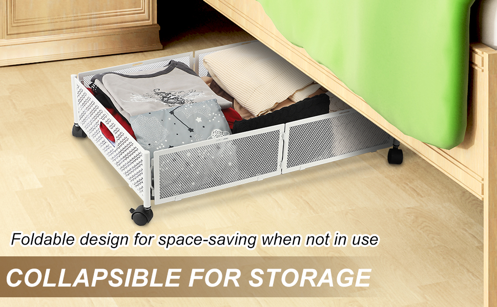 Under Bed Storage Containers with Wheels,2 Pack Black