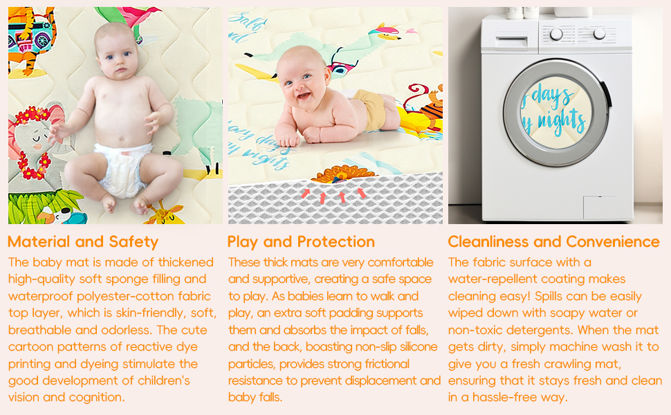 Waterproof thickened cushioning crawling mat detail