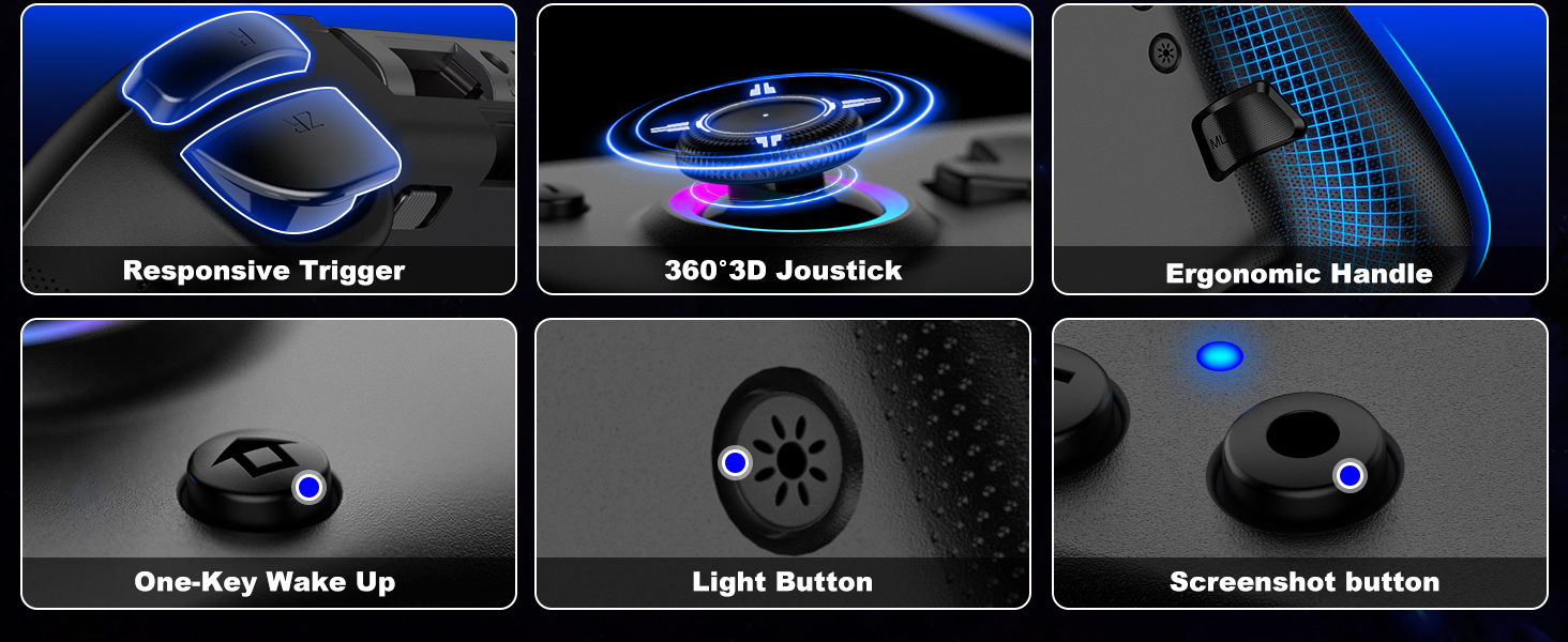 Switch Controller for Nintendo, Wireless Switch Pro Controller with Back Buttons, 1000mAh Pro Controller Switch with Programmable, Wake up, Vibration & Turbo Function for Switch/OLED Console(Black) 22 Switch Controller for Nintendo