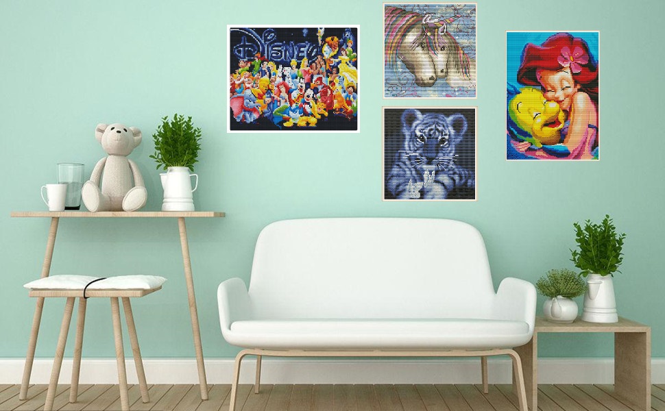 Gofission Pre Printed Cross Stitch Kits DisneyCharacters, DIY 11 Count