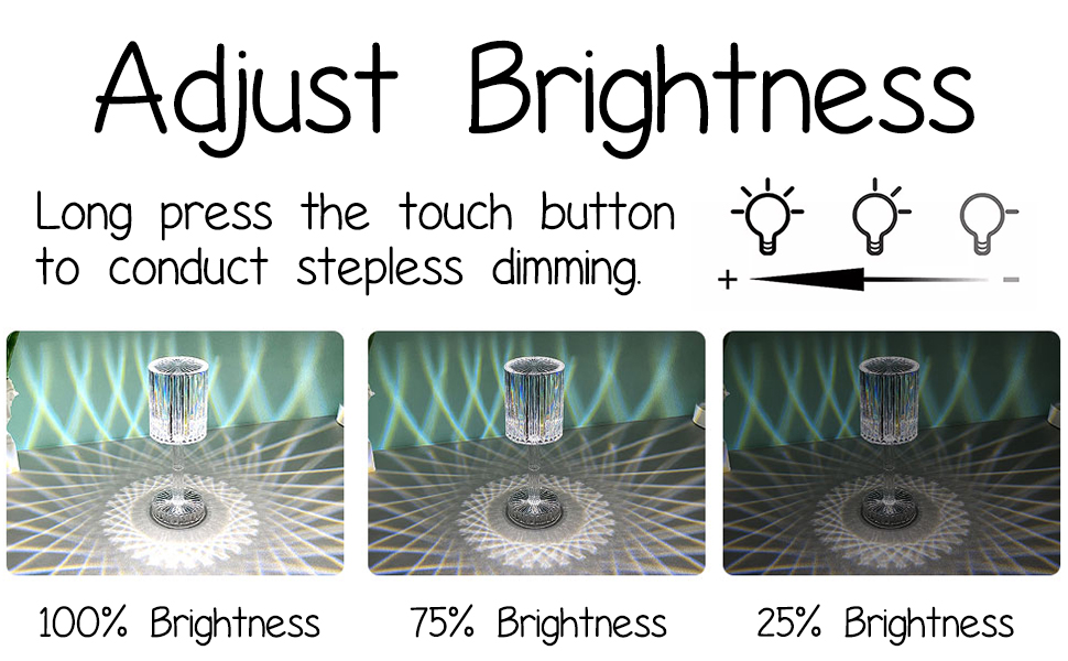 NMM Gatsby Crystal Lamp, 3D Diamond Acrylic Touching Control Crystal Diamond Table Lamp