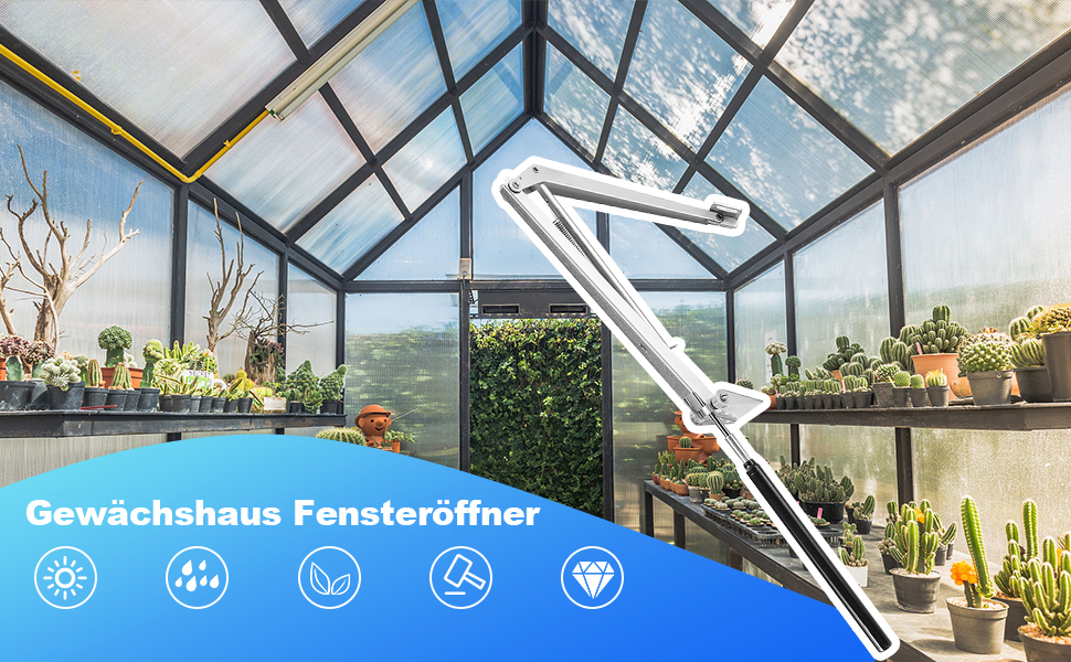 Herrselsam 1x Fensteröffner für Gewächshaus, 7 kg Hubkraft