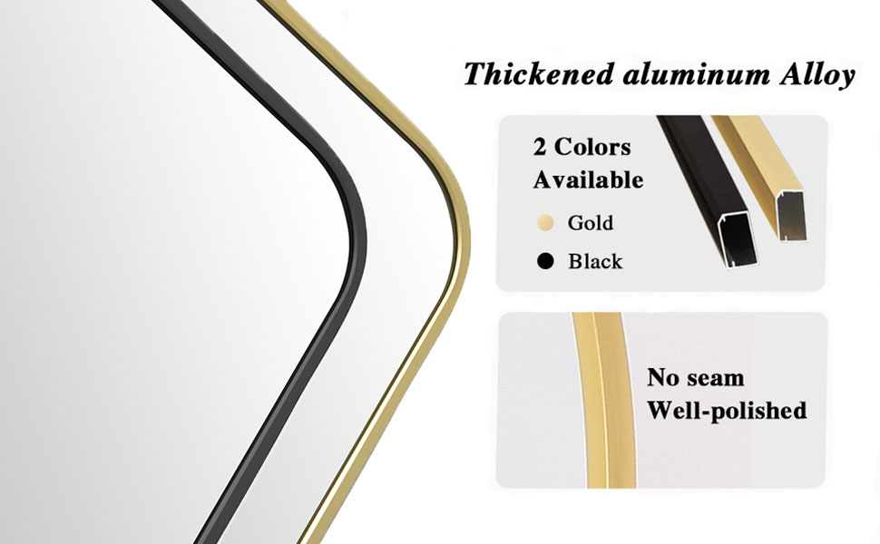 Anpark Black Rectangle Mirror Full Length with Stand 21" x 64" Large Standing Floor