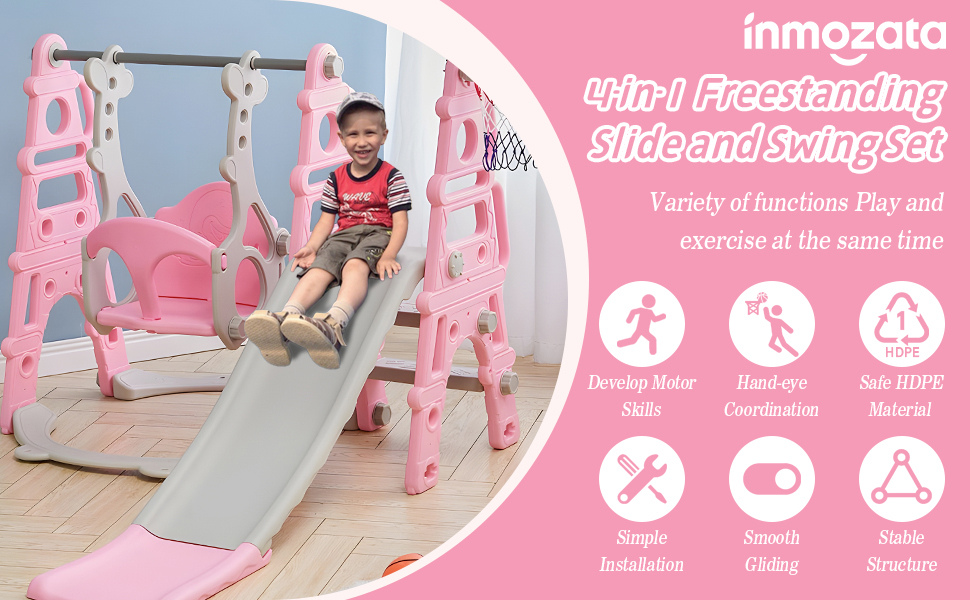 INMOZATA freestanding slide and swing set