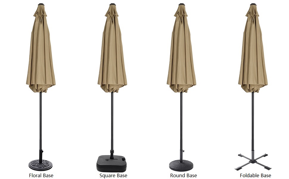 XEMQENER 3M Cantilever Parasol with Striped Round Base, Outdoor Garden