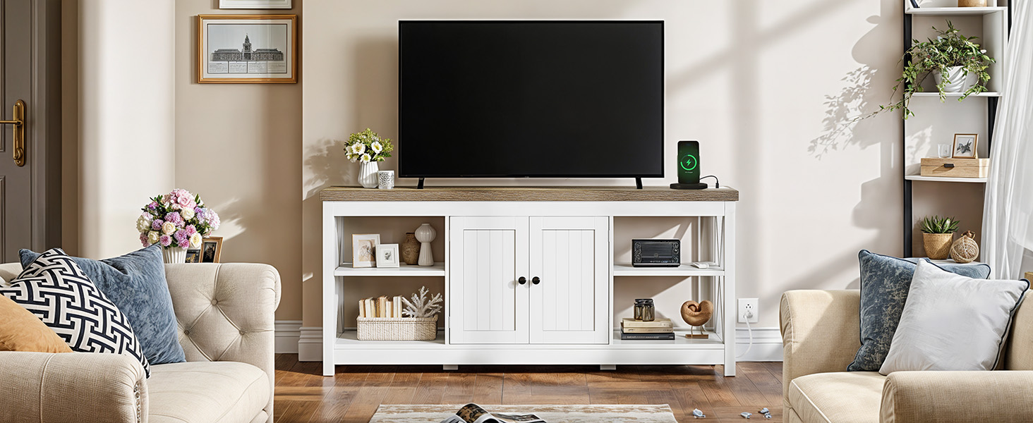 YITAHOME TV Stand for Living Room, Farmhouse Entertainment