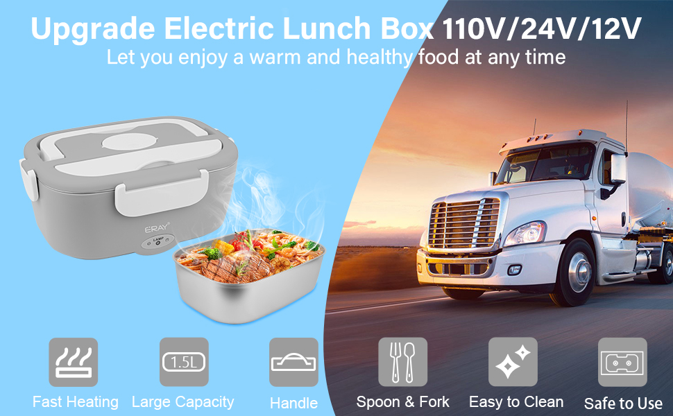 Electric Lunch Box Food Heater, ERAY 3 in 1 Heated Lunch Box 75W Strong