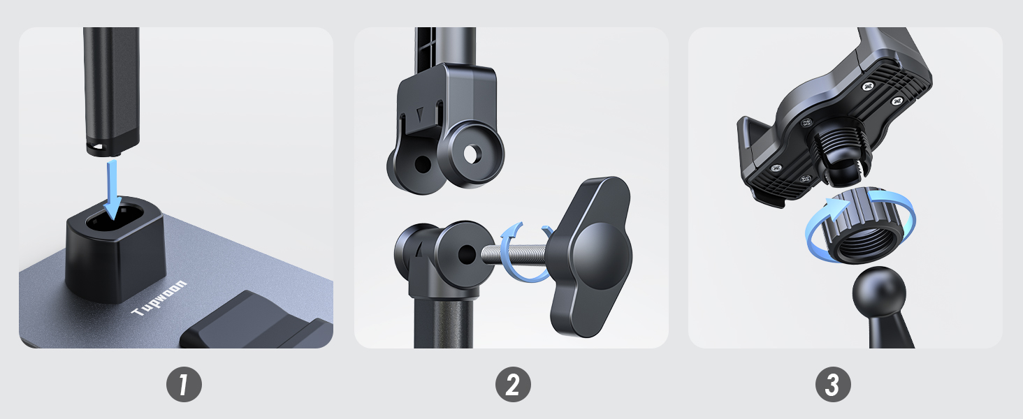 Tupwoon Overhead Phone Stand for Desk, [Reinforced Stable Base