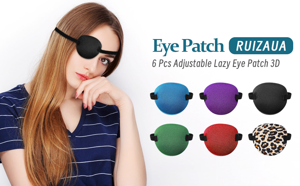 6 Pcs Eye Patches for Adults, Adjustable Buckle with Elastic