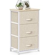 3 Drawer Fabric Dresser Storage Tower, Dresser Chest with Wood Top, Organizer Unit for Closets Be...