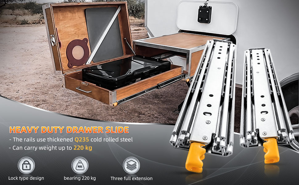 SHUHANG Heavy Duty Drawer Runners With Lock 220kg Load Capacity