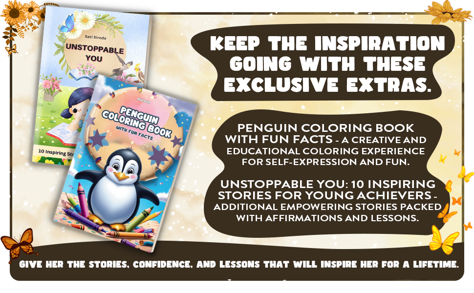A clean, engaging display of both additional resources,designed to appeal to young girls and parents