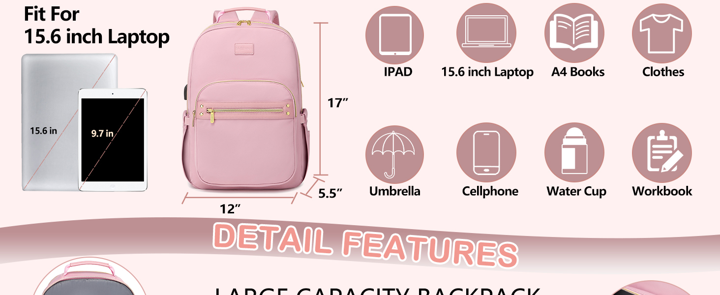 pink laptop backpack