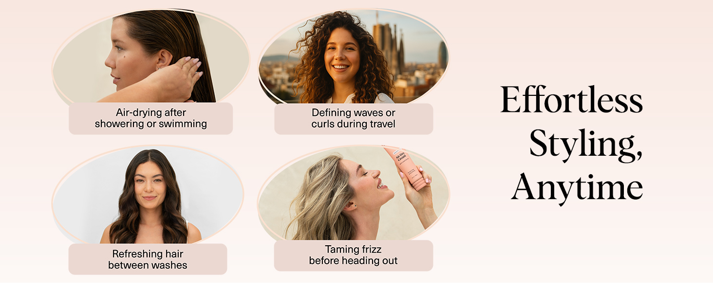 Kitsch Smoothing Air Dry Cream for Hair Frizz Control Hair Care Product with Castor Oil