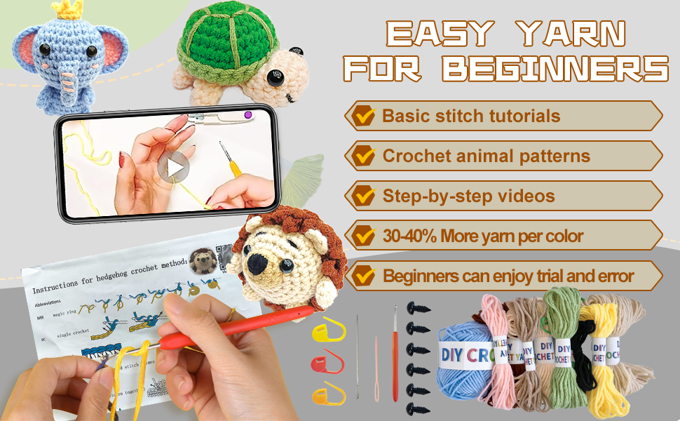 crochet kit animal crochet beginner kit with tutorial step by step video easy crochet