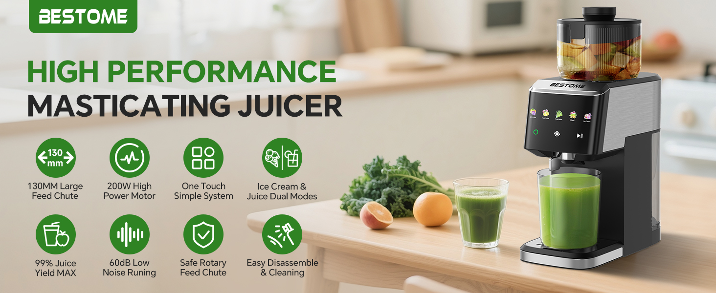 HIGH PERFORMANCE MASTICATING JUICER