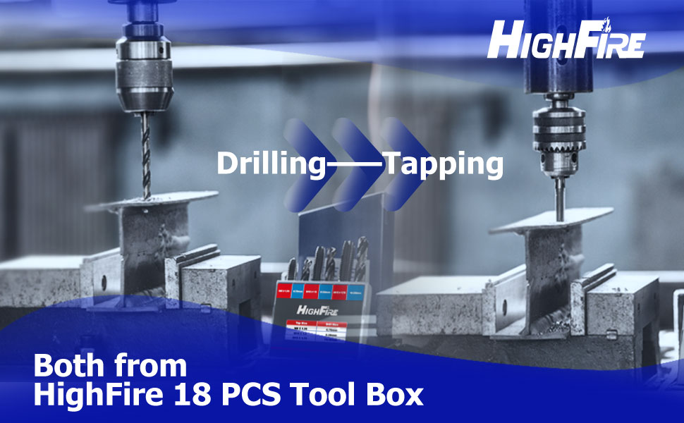 HIGHFIRE 18Piece Metric Drill and Tap Set with 1 Piece THandle