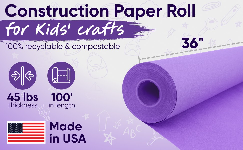 Paclord 36" x 1200" (100 ft) Lilac Construction Paper Roll