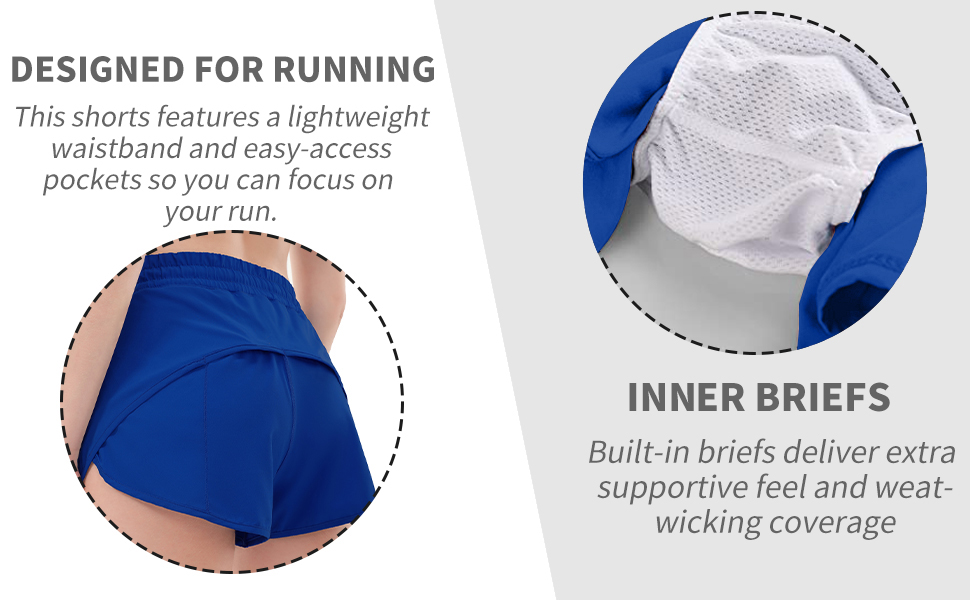 Aurefin Running Shorts for Women, High Wasited Athletic Shorts with Liner and Zip