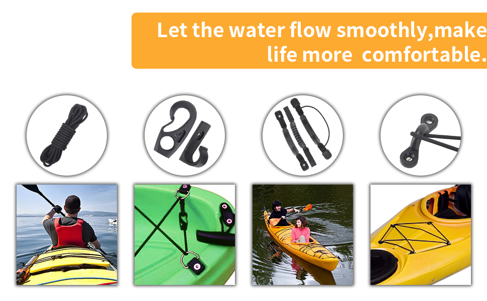 Aihomego Elastic Bungee Shock Cord Kayak Stretch String Rope with Bungee Shock Cord Hook