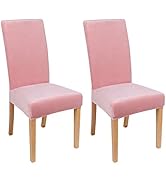 smiry Velvet Stretch Dining Room Chair Covers Soft Removable Dining Chair Slipcovers Set of 2, Pink