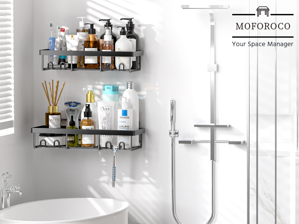 2 pack black shower caddy