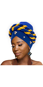 cap,beanie,headwrap,pre-tied,african,stretchy, turban,headscarf,knotted,women
